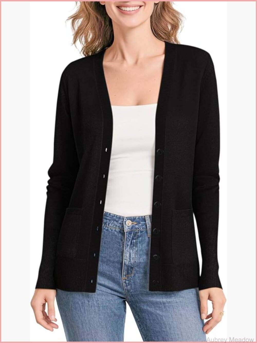 Lightweight Button Front Cardigan with Pockets